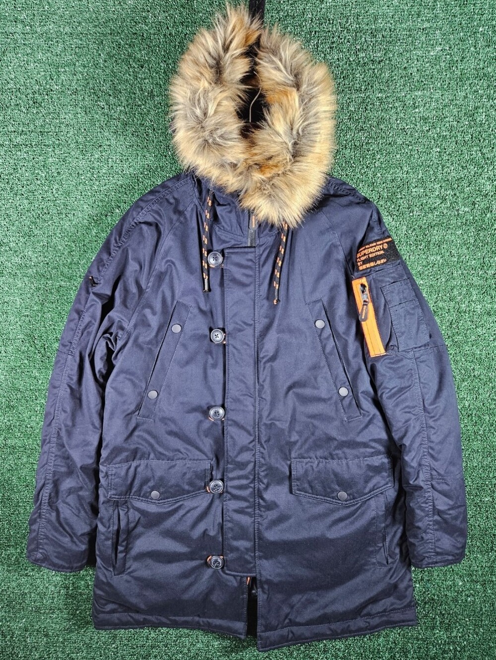Superdry "Microfibre The Parka" Hooded Military Issue Hooded Parka Jacket / XL